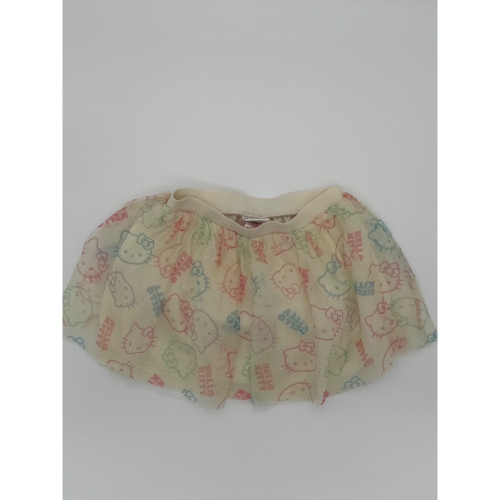 Hello Kitty Sanrio Girls Cream Mesh Tutu Skirt Pastel Print Size 5/6